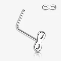 Piercing Nariz L Infinito em Aço Cirúrgico Prateado