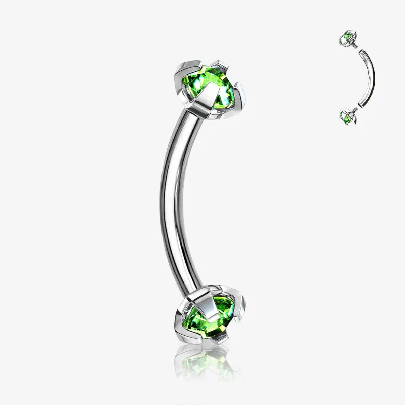 Piercing Curvo de Aço Cirúrgico - Zircônia Cravada Dupla Cores - Piercings de Sobrancelha