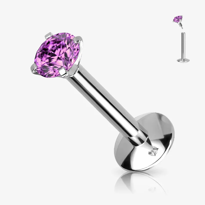 Piercing Labret de Aço Cirúrgico - Zircônia Ponto de Luz - Piercings Labret / Monroe