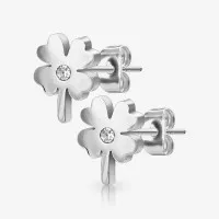 Brinco Trevo com Strass delicado e brilhante – Par