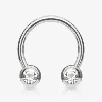 Piercing ferradura prateada strass com brilho delicado
