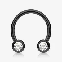 Piercing ferradura preto strass com brilho e elegância