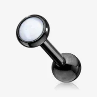 Piercing Barbell Opala Branca em Aço Preto – Unidade