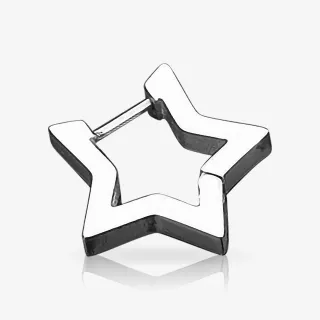 Brinco estrela prateado masculino em aço cirúrgico com design discreto