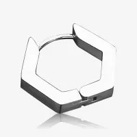Brinco Hexágono Prateado Masculino com Design Moderno