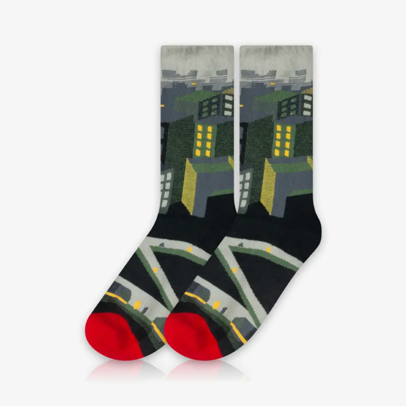 Meia Cano Alto Paisagem Urbana - Meias Divertidas