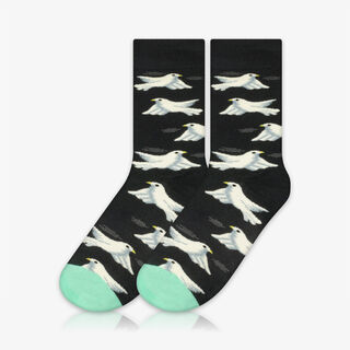 Meia Cano Alto Pombas Brancas - Meias Divertidas