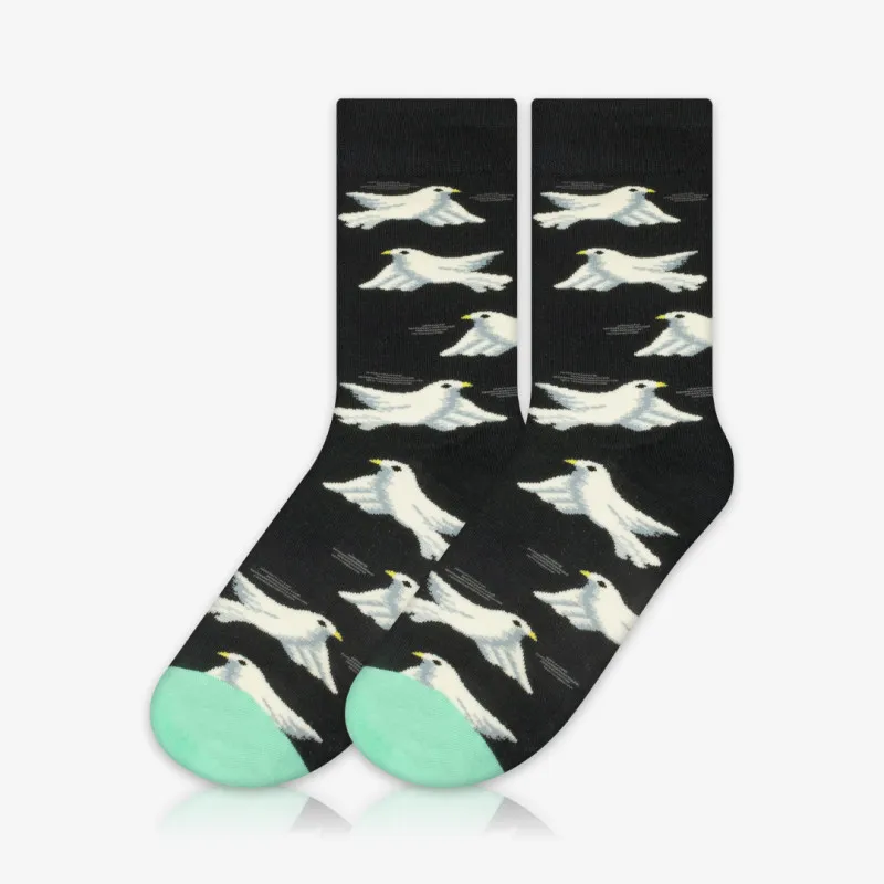 Meia Cano Alto Pombas Brancas - Meias Divertidas