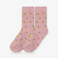 Meia Cano Médio Cute Flower Lilás é na ALARGS