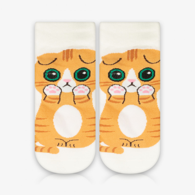 Meia Cano Baixo Gatinho Laranja - Meias Divertidas