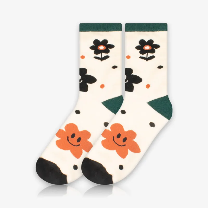 Meia Cano Alto Happy Flower - Meias Divertidas