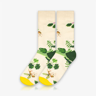 Meia Cano Alto Paisagem Campo - Meias Divertidas