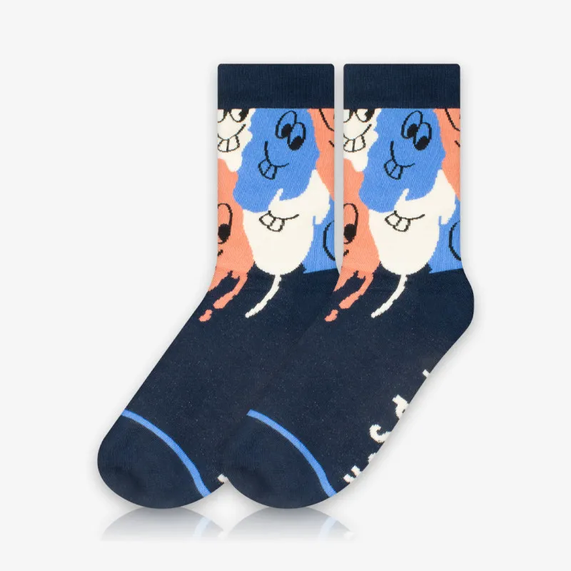 Meia Azul Cano Alto Smiling Face - Meias Divertidas