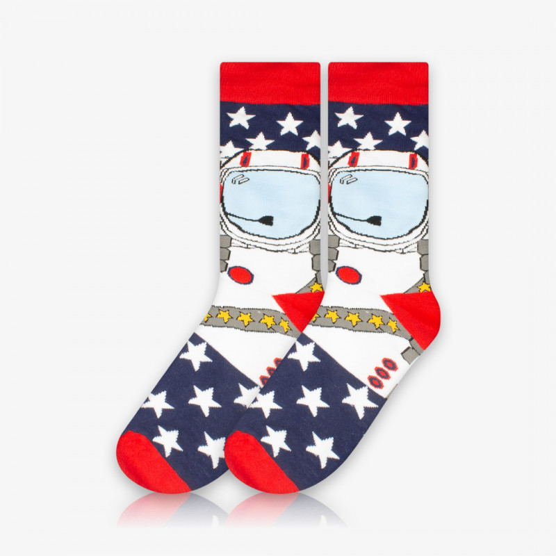 Meia Cano Alto Astronauta Americano - Meias Divertidas