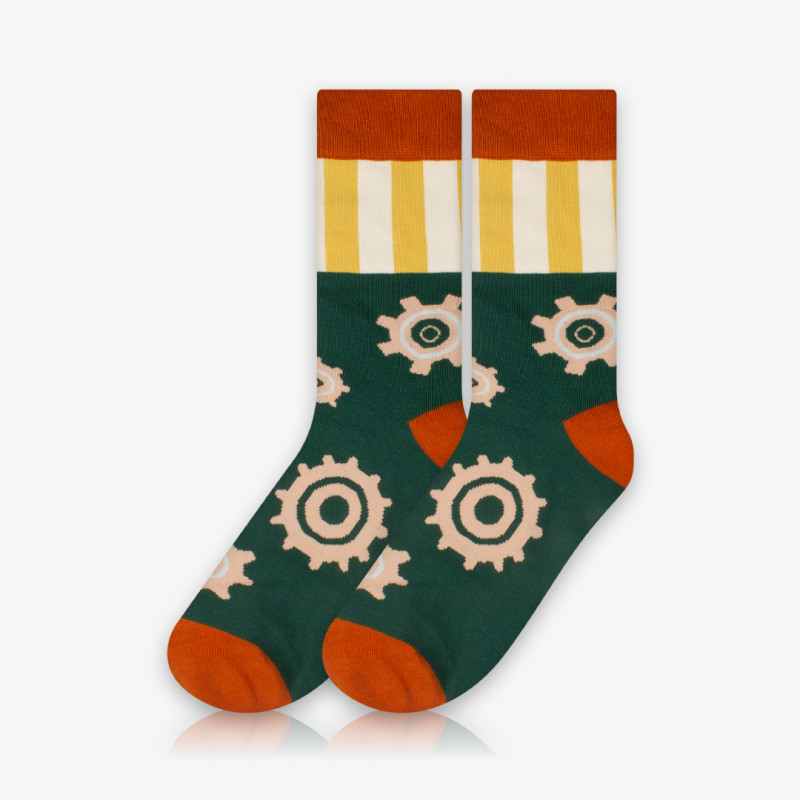 Meia Cano Alto Fabrica de Engrenagens - Meias Divertidas