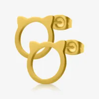 Brinco Orelha de Gatinho com design dourado e delicado