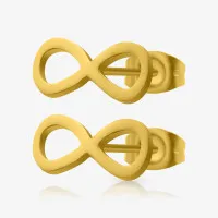 Brinco Símbolo Infinito Dourado em Aço | ALARGS