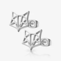 Brinco Raposa Geométrica Par com Design Moderno Estilizado