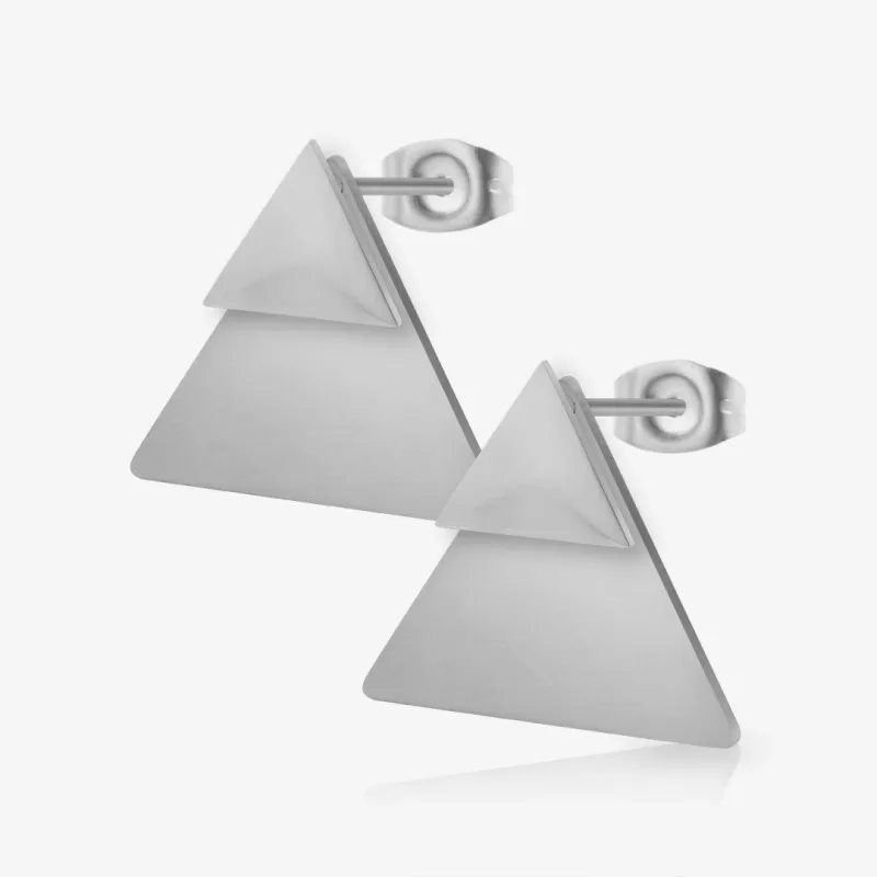 Brinco Triângulo Duplo Par com design moderno geométrico