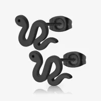 Brinco Preto Cobra Par com Design de Serpente Estiloso