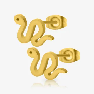 Brinco Dourado Cobra Par com design de serpente estilizado