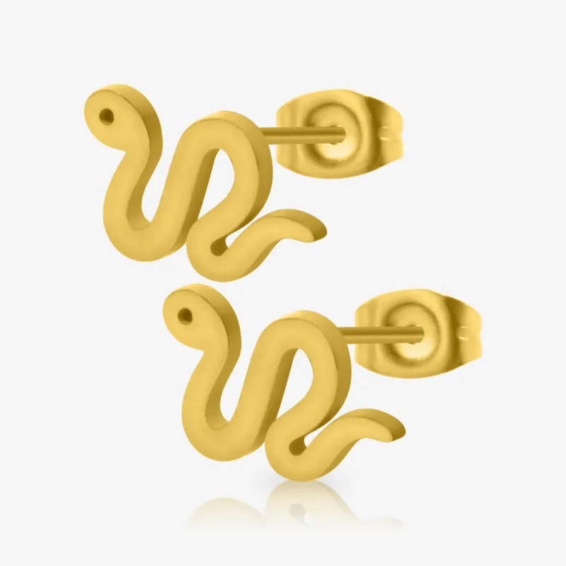 Brinco Dourado Cobra Par com design de serpente estilizado