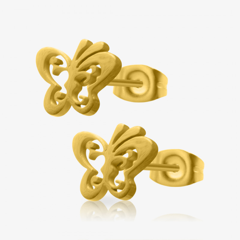 Brinco Dourado Borboleta Par com design delicado e feminino