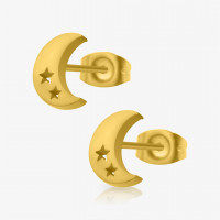 Brinco Dourado Lua com Detalhes de Estrela – ALARGS