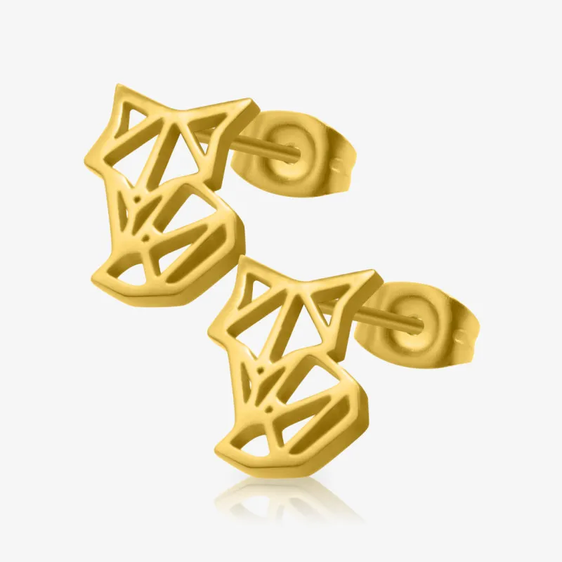 Brinco Dourado Raposa Par em aço com design delicado e feminino