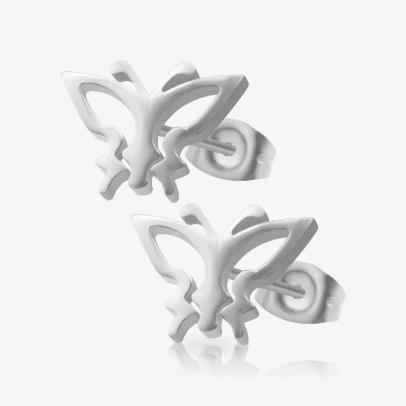 Brinco Borboleta 4 Par com quatro asas em aço delicado