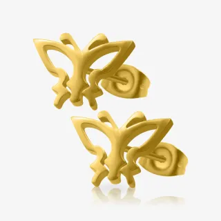 Brinco Dourado Borboleta Par com detalhe vazado delicado em aço cirúrgico
