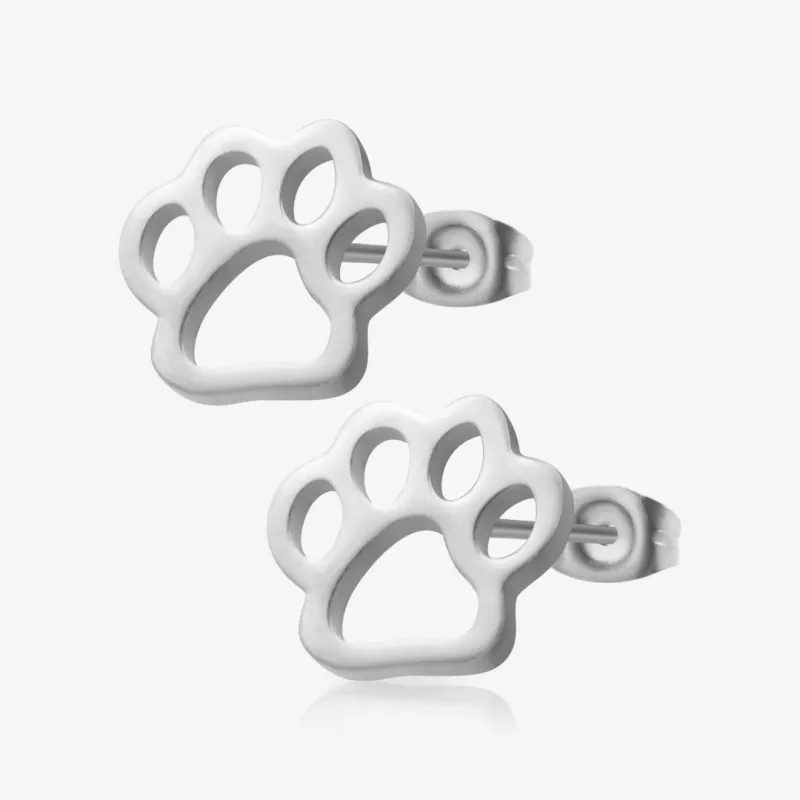 Brinco Patinha Par delicado em aço cirúrgico com design pet feminino