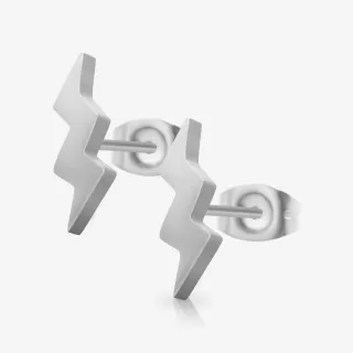 Brinco Prateado Relâmpago em aço cirúrgico com design minimalista