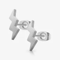 Brinco Prateado Relâmpago Minimalista | ALARGS