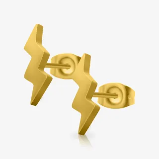 Brinco Dourado Relâmpago em aço cirúrgico com design minimalista