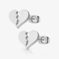 Brinco Coração Partido com Design Dividido e Estilo Moderno