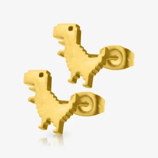 Brinco Dourado Dinossauro Infantil em aço cirúrgico - Par de brincos ALARGS