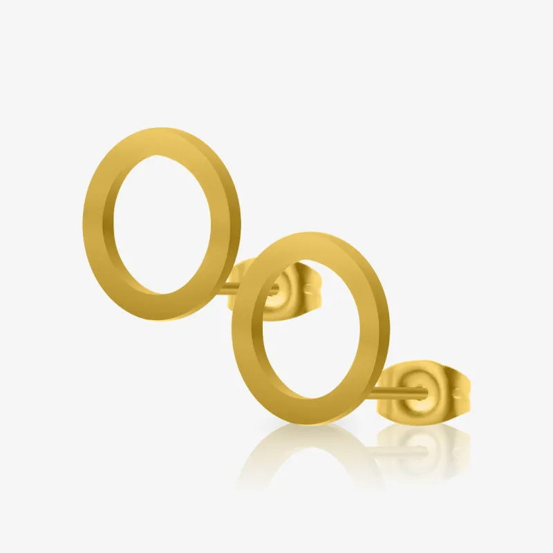 Brinco Círculo Dourado feminino pequeno em aço cirúrgico