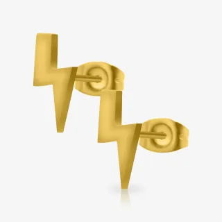 Brinco Dourado Raio Vertical minimalista em aço cirúrgico com design elegante