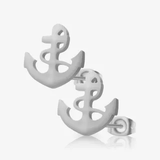 Brinco Âncora com Corda dourado feminino em aço com detalhe náutico