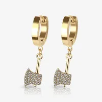 Brinco Dourado Pendente Machado com Zircônias – ALARGS