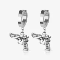 Brinco Pendente Arma com design ousado e zircônias