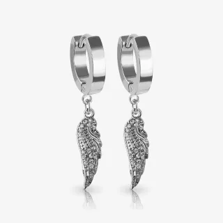 Brinco Pendente Asas prateado com zircônia brilhante