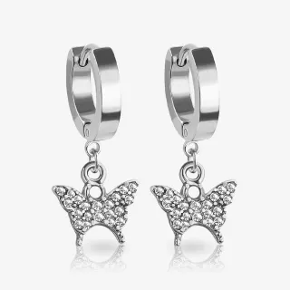 Brinco pendente borboleta com zircônia brilhante e design delicado