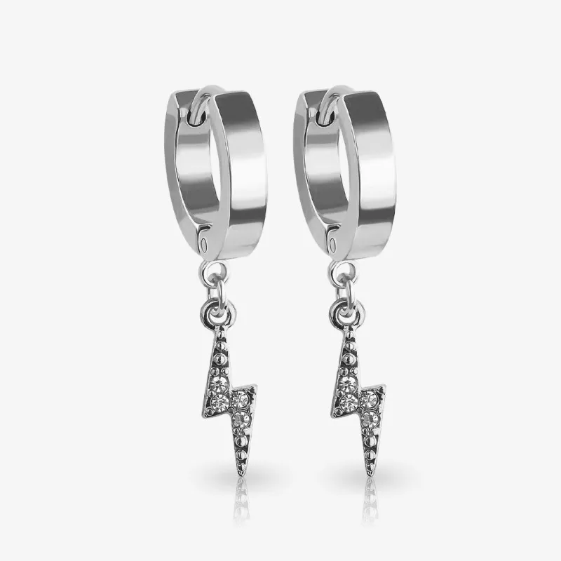 Brinco pendente raio com zircônia brilhante em design moderno