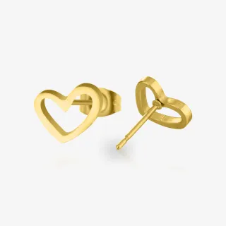 Brinco Dourado Coração Vazado em formato delicado de coração aberto