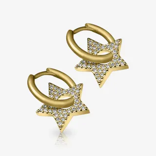 Brinco Dourado Estrela com zircônias brilhantes
