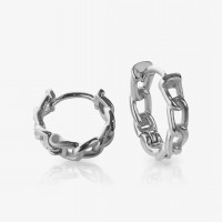 Brinco Corrente Par com estilo moderno e acabamento prateado