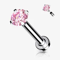 Piercing Labret Zircônia Rosa – ALARGS