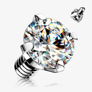 Zircônia Cravada Clear aplicada em base microdermal de aço prata